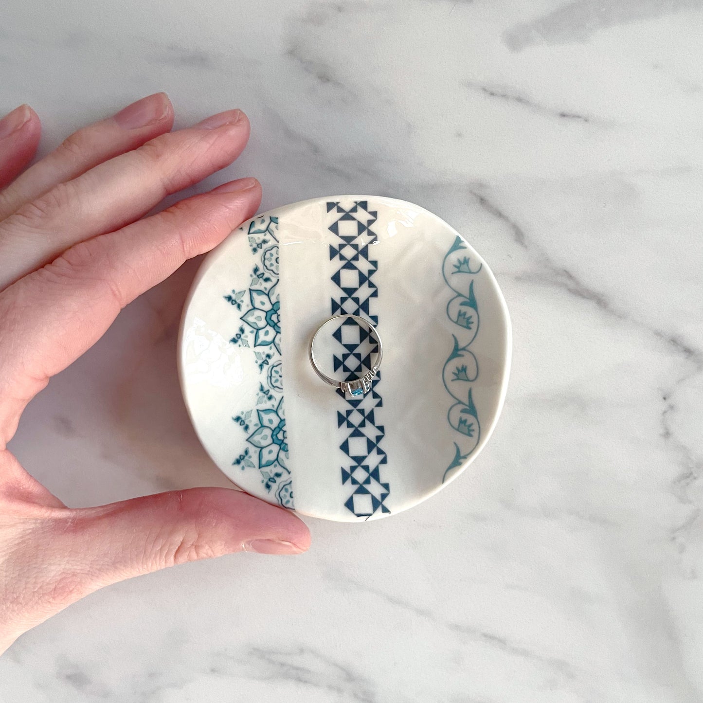 Tiny Porcelain Jewellery/Trinket Dish - Jasmine Print