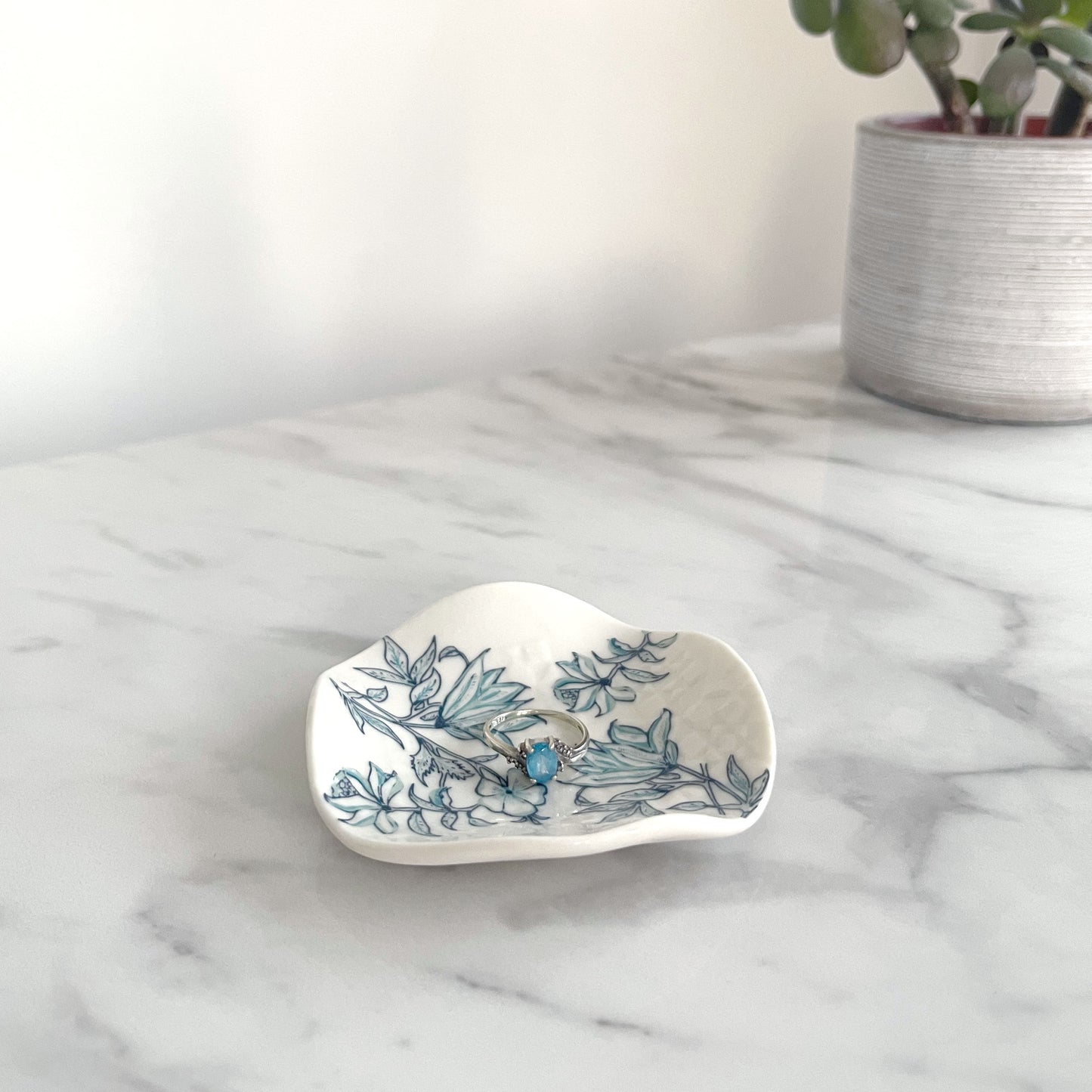 Tiny Porcelain Jewellery/Trinket Dish - Azalea Print